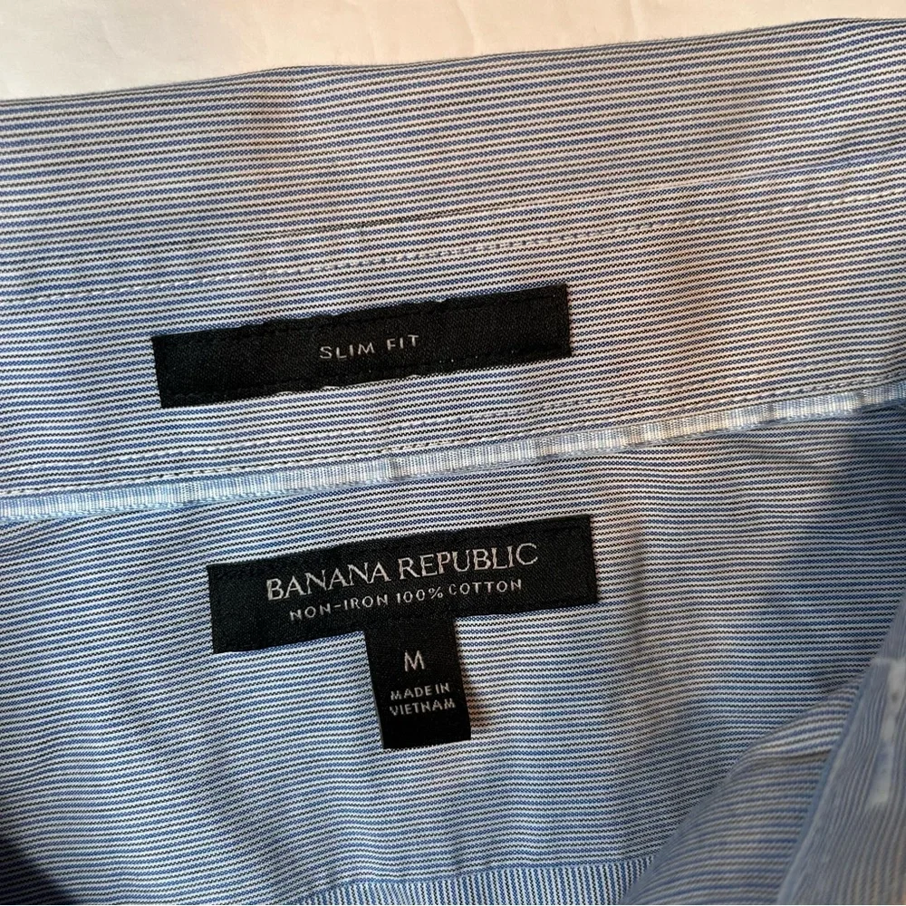 Banana Republic Men’s Slim Fit Non-Iron 100% Cotton Blue Shirt Button-up Size M